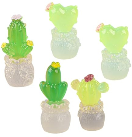 FRCOLOR 5 Miniature Cactus in Resina Figurine Succulente per Decorazione Tavolo Sculture Micro Paesaggio per e Auto