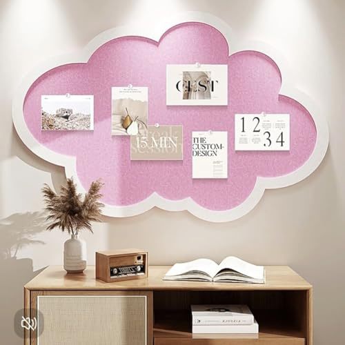 Wolken-Filz-Pinnwand, selbstklebende Korktafel, Alternative, Heimbüro, Vision, Pinnwand, DIY, Wanddisplay für Fotos, Memos, Nachrichten (Rosa, 50 x 80 cm)