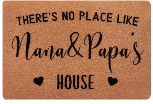 Yililay 16x24 Inch Door Mat There's No Place Like Nana & Papa's House Entryway Rug Non-Slip Absorbent Washable Doormat Ideal