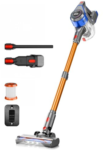 Honki 60 kpa Akku Staubsauger Kabellos, LED Display, 8-in-1 Cordless Vacuum mit Anti-Tangle Bürste & HEPA-Filter – für Tierhaare, Teppiche, Hartböden, Blau
