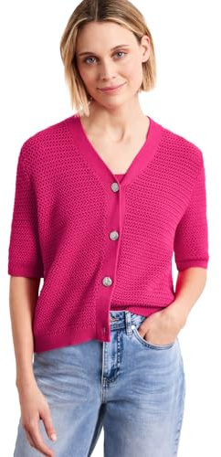 Damen Kurzarm Cardigan mit V-Neck und Struktur