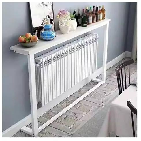PEYNIR Slim Radiator Shelf 10/15/20/25cm Deep, Skinny Console Table Behind Couch Custom, Living Room Bedroom Gap Storage Rack, without Outlet(White Legs,L60xW15xH80cm)