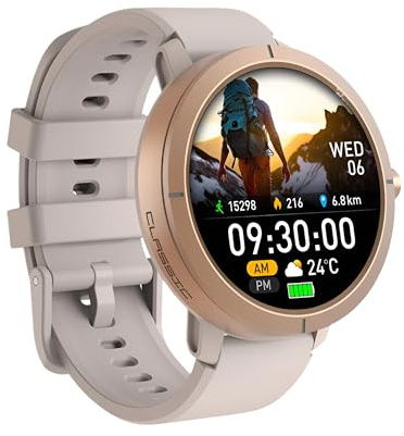 Reloj Inteligente Hombre, Mujer, (Unisex) con GPS Integrado, Pantalla de 1.32, Llamadas Bluetooth y 5ATM Impermeable - Smartwatch Deportivo con 170+ Modos, Pulsómetro, SpO2 y Batería 10 Días.(Dorado)