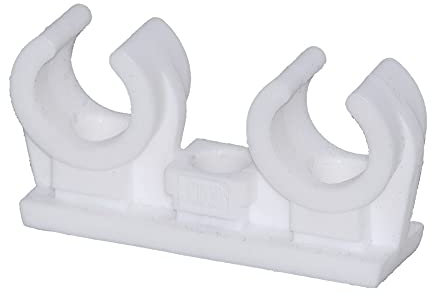 Rohrclip, doppelt, aus Kunststoff mit Gewindehülse, 12mm