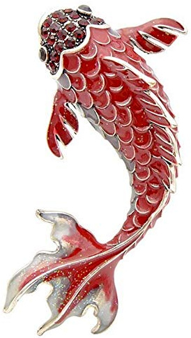 Générique Brosche mit Anstecknadel aus Stahl, schöner Fisch, Rot., Metall