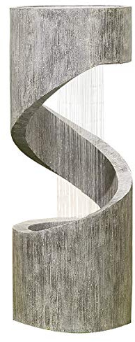 Easy Fountain Spiral Showers Water Feature – Mains Powered, No Plumbing, Outdoor Garden Fountain with Recirculating Pump, Polyresin, Patio & Garden