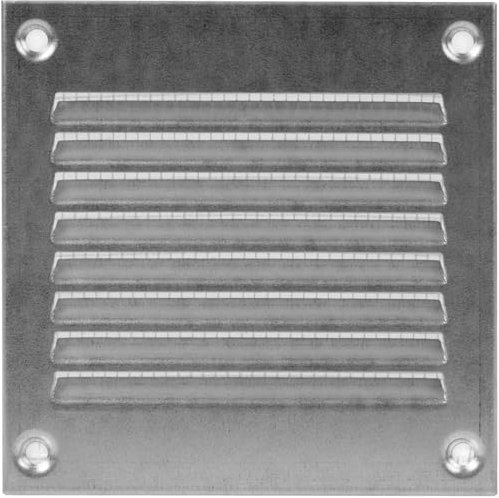 Grille d'aération galvanisée de 10 x 10 cm – Grilles d'air de retour en acier – pour plafond et parois latérales – CVC – avec écran de protection contre les insectes (100 x 100 mm, galvanisé)