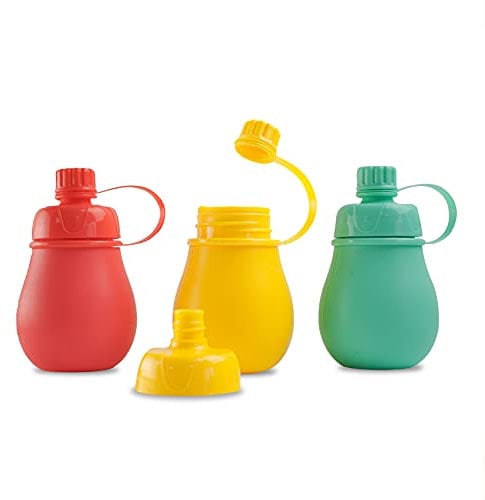 CÉCOA • 3 Gourdes à Compote Réutilisables 170ml • Étanches & Faciles à Remplir • Idéales Bébé & Enfant • Silicone Alimentaire Sans BPA • Collation Maison, Purées, Yaourts • Lavables & Pratiques