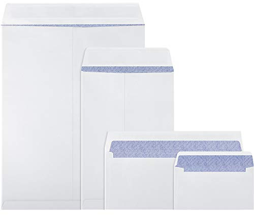 Zonon 200 Pack 4 Sizes Security Seal Flap Self Envelopes with Strong Peel