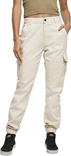 Urban Classics Damen Ladies High Waist Cargo Pants Hose, whitesand, 34