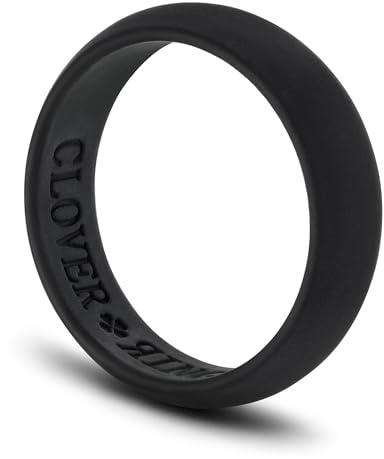 Cloverring Anillo de boda de silicona y bolsa de regalo, banda de seguridad para fitness o lugar de trabajo, US: 7 / UK: O-P (17.35mm), Silicona Caucho