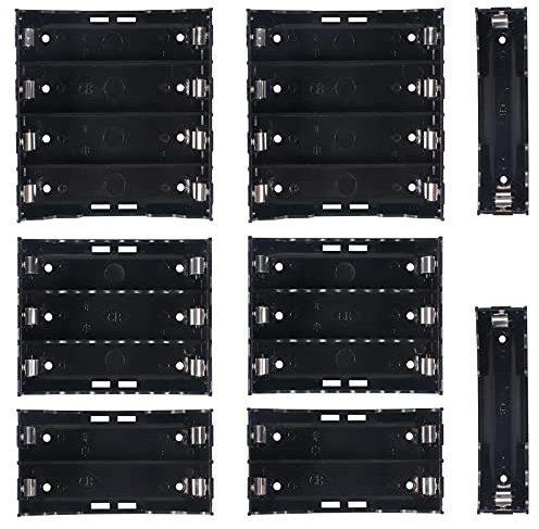 18650 Battery Case Holder with Soldering Pins, 8PCS 1/2/3/4 Slot x 3.7V Battery Storage Box Black Plastic Batteries Clip Box with Pin for DIY Parallel or Series Circuit PCB Projects