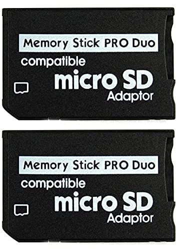 Memory Stick PRO Duo Adapter, microSDHC TF Card microSD to Memory Stick MS PRO Duo Card for Sony PSP, Playstation Portable, Cybershot Digital Camera, Handycam, PDA (Pack of 2)