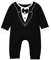 Kavousa Newborn Baby Boy Gentleman Romper with Tuxedo Bowtie Long Sleeve Cotton Jumpsuit Onesie Formal Clothes (Black,0-6 Months)