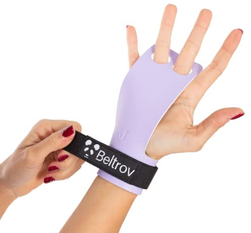Beltrov - Maniques pour l’Entraînement en Parcours, Le Gym, Gymnastique, Halterophilie, Fitness, Barre de Traction - pour Hommes et Femmes - 2 Trous - Poignées pour l’Haltérophilie (Lavande, M)