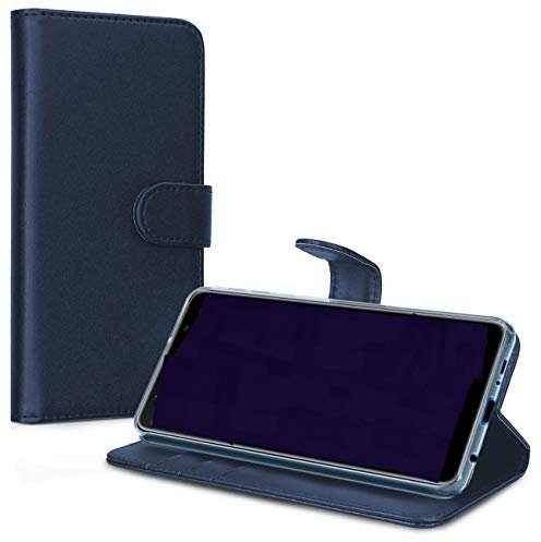 compatibile per HUAWEI P20 LITE (2018)/ NOVA 3E ANE-LX1 / ANE-L21 ANE-LX1 / LX2 / LX3 CUSTODIA cover STAND flip LIBRO gel silicone tpu protezione portafoglio eco pelle MAGNETICA porta carte (Blu)