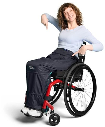 My Add On MyBlanket, wind- und wasserdichte Rollstuhl Decke mit Fleece Futter, warme Beinschutzdecke für E Seniorenmobil, Rollstuhl, Scooter, Regenschutz einfach umgelegt ohne aufzustehen, Nachtblau