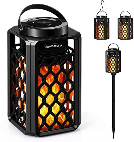 Outdoor Bluetooth Speakers Waterproof,Gifts for Men Women Dad Mom,Led Flame Speaker 10w Enhanced Bass for Patio Porch Garden Backyard Home Decor, Torch Speaker for Camping Accessories Home Gadgets