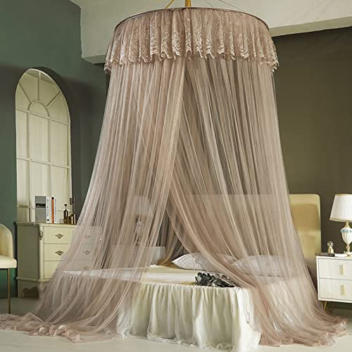 GroßE Moskitonetz Doppelbett, 1.5m Kuppel Spitze Bett Baldachin Zum Single Zu King Size Betten Ideal Für Schlafzimmer Dekorative,Braun