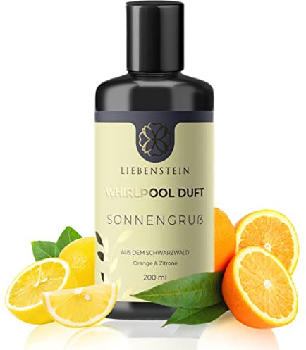 Liebenstein - Whirlpool Duft “Sonnengruß” – Orange & Zitrone [1x200ml Whirlpool Duftzusatz] 100% naturreine Duftstoffe – regional und nachhaltig produziert – Dein Schwarzwald Whirlpool Badezusatz