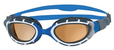 Zoggs Predator Flex Ultra-Smaller Fit Schwimmbrille für Erwachsene, Blue/Grey/Polarized Copper, Kleiner