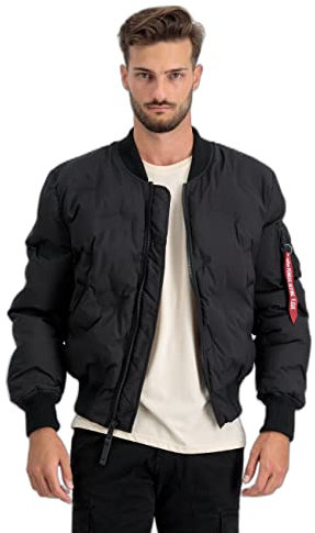 Alpha Industries Herren MA-1 Emb. Logo Puffer Bomberjacke, Black, XL
