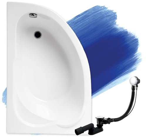 BADLAND Baignoire d'angle standard 130 x 85 cm à gauche et à droite cm avec bonde et pieds sans revêtement (130 x 85 gauche)