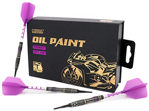 CUESOUL Exhaust 19 g Soft Tip 90% Tungsten Dart-Set mit Ölfarbe und vereinheitlichendem ROST T19 Flight