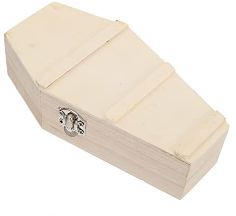SEWACC Holz Sarg Box Unvollendete Halloween Sarg Box Mit Klappdeckel Kleiner Sarg Für Süßigkeiten Schmuck Aufbewahrung Ring Boxen DIY Basteln 1Stk