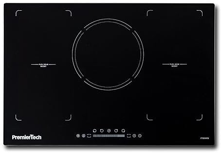 PremierTech PT805IFB Piano Cottura a Induzione 5 Zone Vetro Nero 80cm da Incasso Touch Control Timer Blocco Sicurezza Funzione Boost Flex Zone Regolazione 9 Livelli Compatibile Pentole ad Induzione