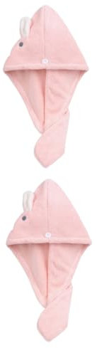 Beaupretty 2pezzi Cappello Asciugacapelli Forma Di Orecchie Di Coniglio Asciugatura Veloce Super Assorbente Telo Da Bagno Per Tutti Tipi Di