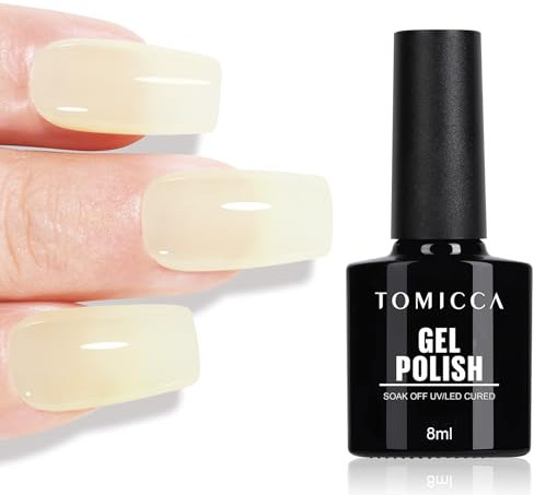 TOMICCA Gel Nail Polish, Jelly Cream White Milk Yellow Color Translucent Natural Gel Polish U V LED Nail Art Manicure Varnish