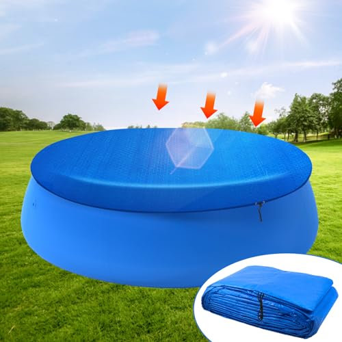 POSENOOR Swimming Pool Cover, Round Pool Cover 6/8/10/12/15 FT for In-Ground and Above-Ground Round Swimming Pools, Use Sun to Heat Pool Water Easy Set Outdoor Backyard Swimming Pool Cover (12 FT)