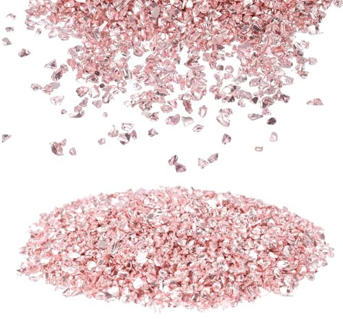 sourcing map Crushed Glass Glitters 2-4mm Irregular Chips Sequins, Metallic Chunky Glitters Stones for Resin Art, Nail Arts Craft, DIY Phone, Scrapbooking(Light Pink, 7.09 oz/ 216g)