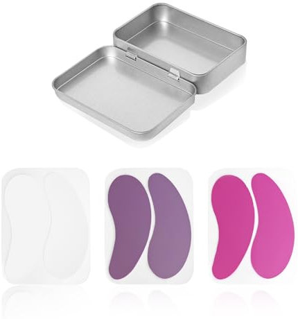 3 Pairs Silicone Eye Pads with 1 Rectangular Metal Storage Box, Moisturizing Eye Pads, Skin Care Eye Pads, Reusable Eye Pads