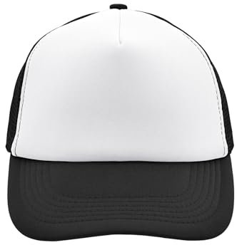 noTrash2003 Trucker Mesh Baseball Cap Truckerhat Unisex Einheitsgrösse und Kindermodelle Basecap Baseball-Hat 30 Farben Einfarbig Zweifarbig Polyester Baumwolle (Weiß-Schwarz)