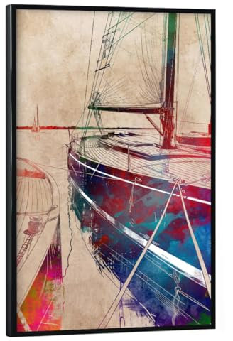 artboxONE Poster mit schwarzem Rahmen 75x50 cm Sport Yacht-Rennboote U - Bild Yacht Boote rennen
