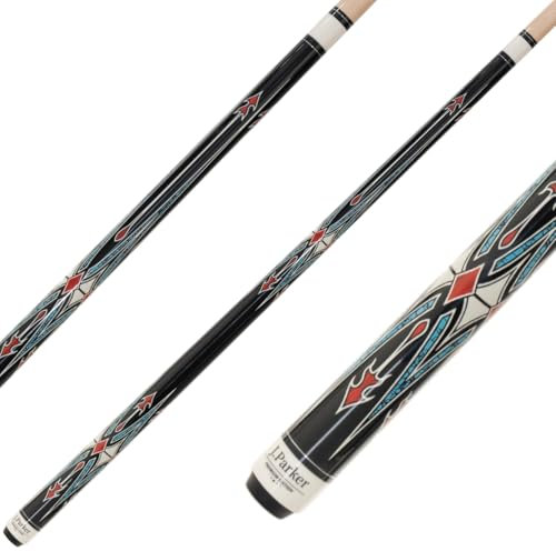 Parker Billard Queue Pool Magic, 2-teilig, PM-2, Top Design Billardqueue, super Qualität, hochwertiger Cue, Edelstahl Joint, inkl. Gewindeschutz, 12,5 mm Prof-Tip, schwarz