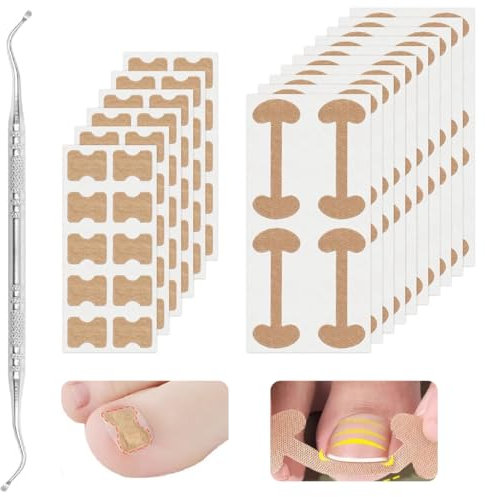2 Types Ingrown Toenail Treatment Patch 100Pcs Ingrown Toenail Corrector Patch, Professional Safe Painless Ingrown Toenail Tool with 1 Professional Pedicure Tools for Toenail Care Protect Toe Nail