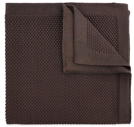 THE GENTS LAB 100 % gestricktes Einstecktuch aus Polyester, dunkelbraun, 25cm x 25cm