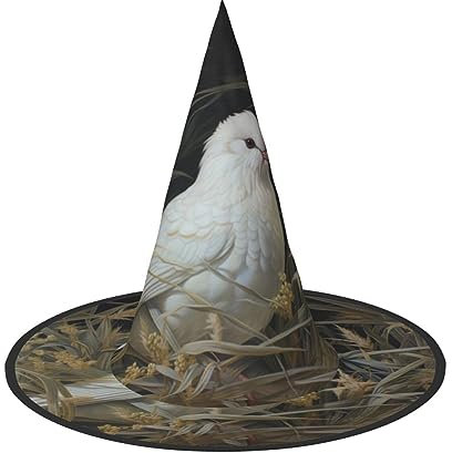 Zaubererhüte mit Gras- und Taubenaufdruck, Hexenhüte, Halloween-Hexenhüte für Halloween-Dekoration, ikonische Hüte für Halloween
