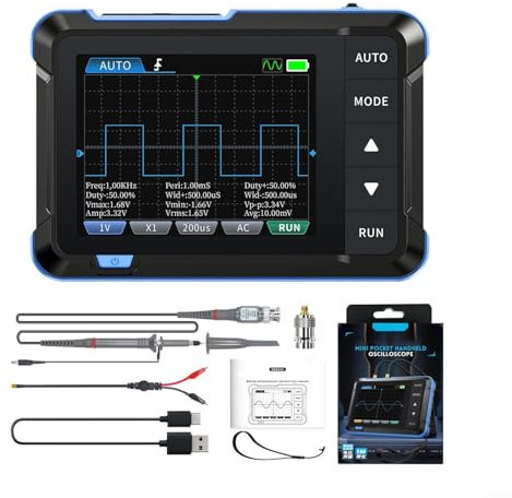 Oniissy DSO153 Oscilloscopio Generatore di Segnale, DSO153 Oscilloscopio Portatile Digitale Segnale 2in1 1MHz Larghezza di banda, Campionamento in tempo reale, Multi Funzione (Aggiornato)