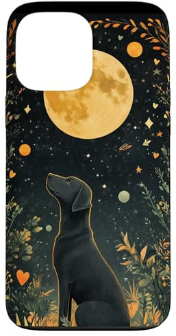 iPhone 13 Pro Max Labrador Art Deco Celestial Full Moon Black Lab Mom Dog Case