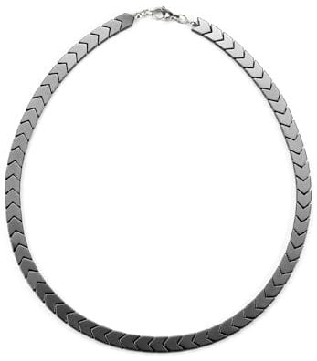 PiercingJak Hämatit Kette Herren Perlenkette 8mm Breit Pfeil Glieder Steine Halskette mit Karabinerverschluss Männer Kristallkette Schlichte Charms Schmuck Geburtstag Geschenk für Mann, 48cm Länge