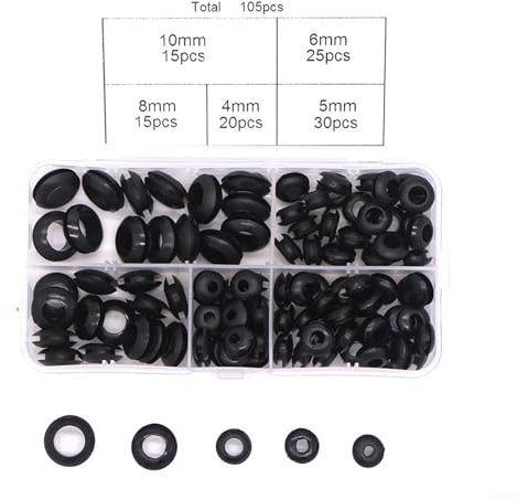 Grommets Complete Collection of 105 Waterproof Rings Suitable for All Your Electrical and Sanbing Needs