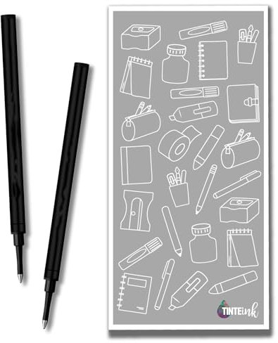 Tintenrollermine breit 1,0 mm, kompatibel mit Schmidt 888 Kugelschreiberminen und anderen Stiften, Farbe und Menge auswählen mit Tinte Ink Umschlag (Schwarz, 2)