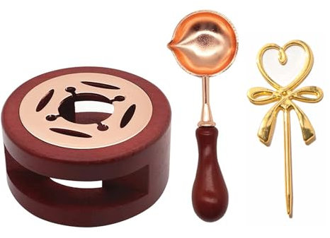 Wax Seal Stamp Kit, Wax Heater, Wax Seal Heater Melting Set, Vintage Wax Beads Melting Warmer and Melting Spoon, for DIY Arts Crafts Wax Stamp/Invitation/Christmas Greeting Card Making