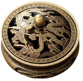 Chinesischer Duftbrenner mit Drachen-und-Phönix-Motiv – Bronze Räuchergefäß für Feng Shui & Spirituelle Dekoration – Für Rückflusskegel & Räuchertabletten