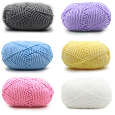 Häkelgarn, Erhältlich in 6 Baumwollfäden, 6 Farben 50g Handstrickgarn, Garn zum Häkeln und Stricken, für Handstrickgarn Baumwollgarn, Häkeln und Kunsthandwerk