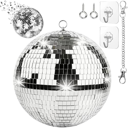 20CM Spiegel-Discokugel,Discokugeln mit hängendem Ring,Discokugeln Zum Aufhängen,Spiegelkugeln Disco Kugel,Aufhängen discokugel spiegelkugel,für Party-Dekoration, Band Bar,Hochzeit Geburtstag & Club